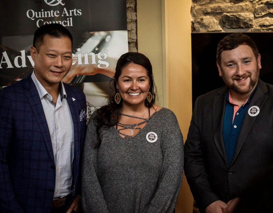 Hon. Stan Cho, Minister of Tourism, Culture and Gaming, Missy Knott, Board Director with the Ontario Arts Council, Tyler Allsopp, MPP for Bay of Quinte