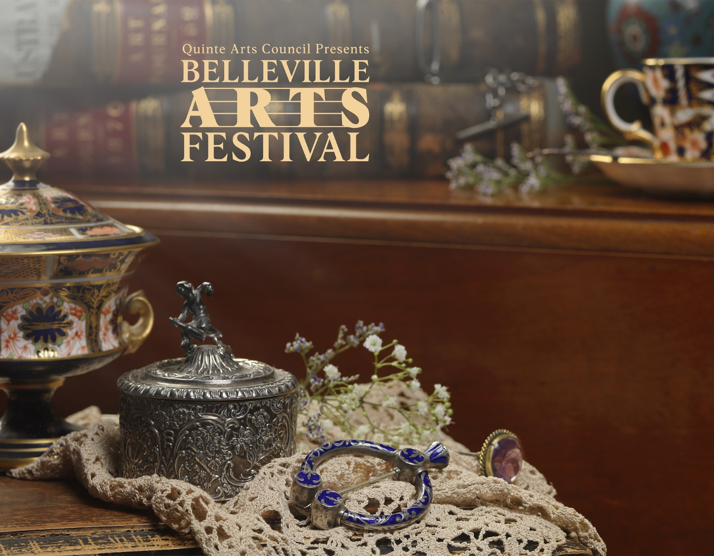 Belleville arts festival logo with antique trinkets